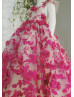 Fuchsia Floral Cross Back Flower Girl Dress